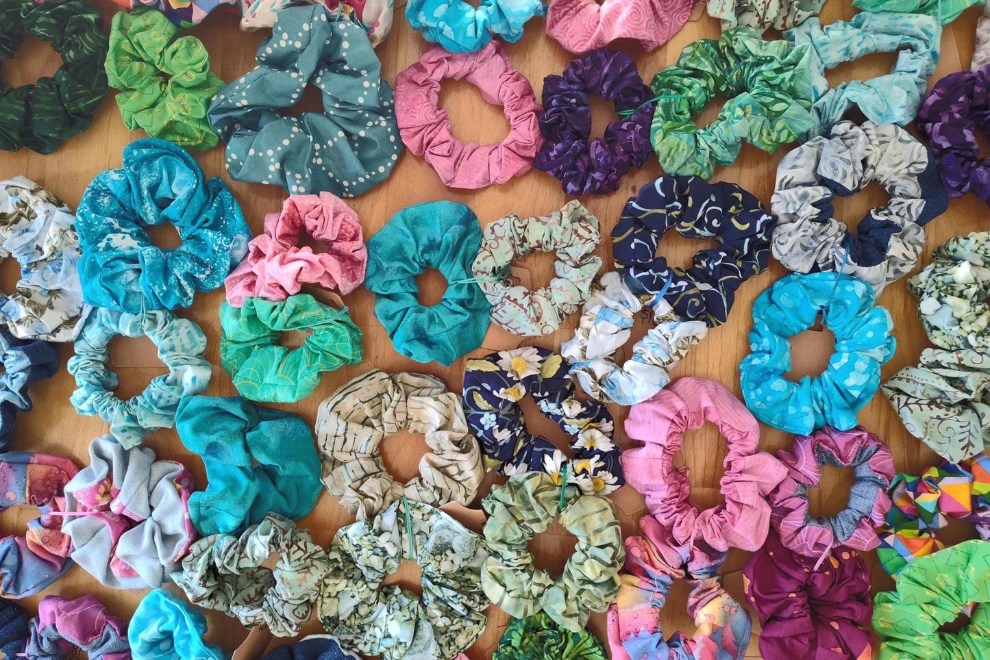 Mystery Grab Bag of 7 Cotton SCRUNCHIES – Surprise HAIR ACCESSORIES