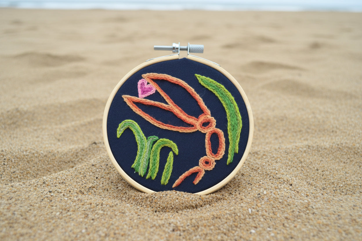 Crab Claw Nautical Embroidery Art