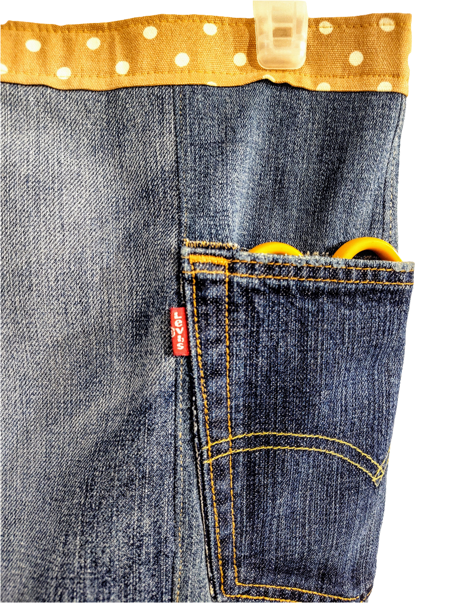 Levis DENIM HALF APRON for Crafts and Kitchen - Perfect for Workshop - Upcycled Jeans Apron - Farmhouse Kitchen Accessory - Jeans Apron