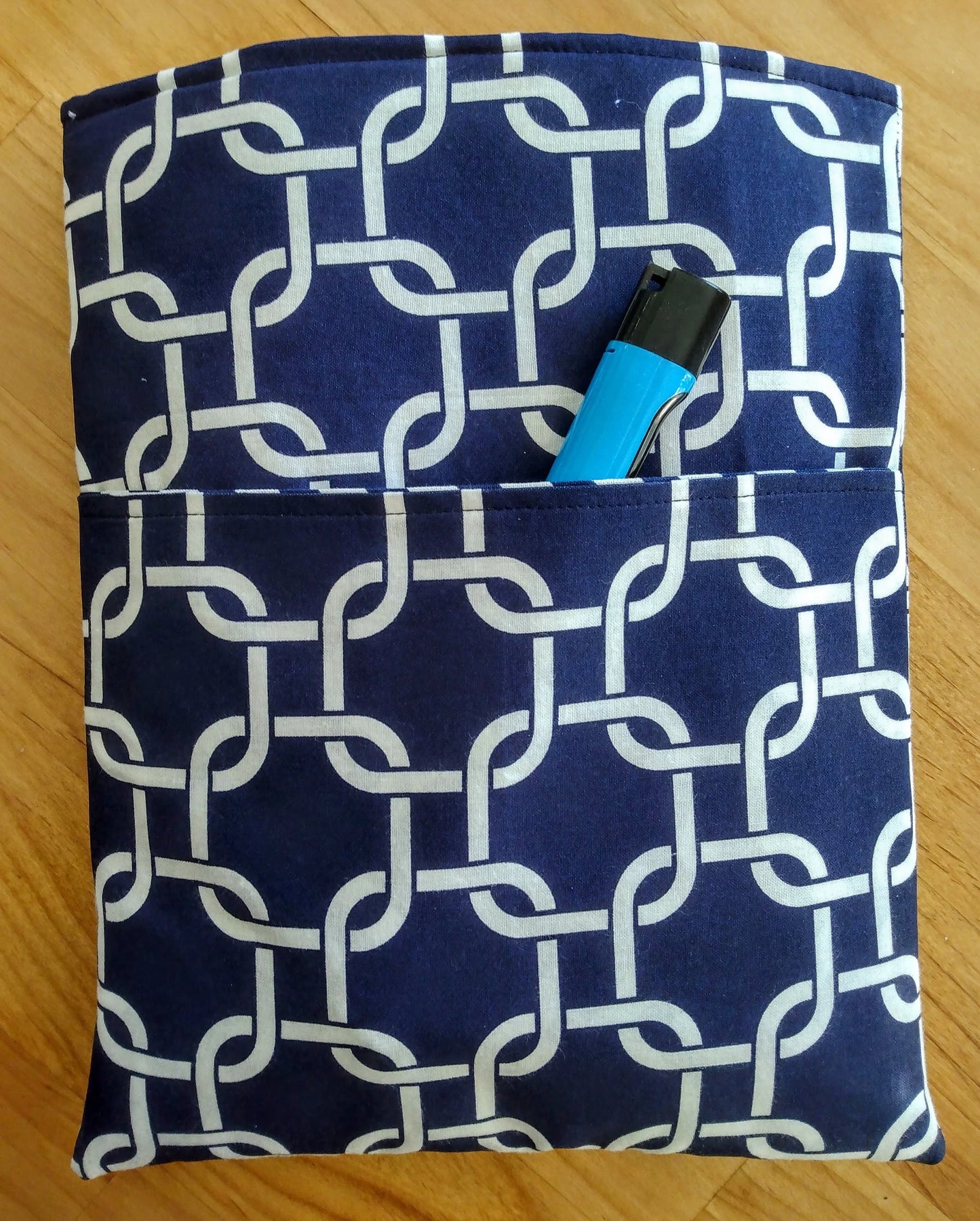Padded Book Sleeve with Pocket: Tablet, eReader, Kindle - Navy Blue