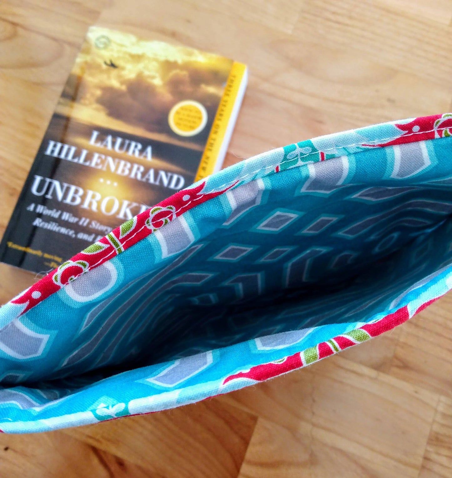 Red Floral Padded Book Sleeve with Pocket: Tablet, eReader, Kindle Case