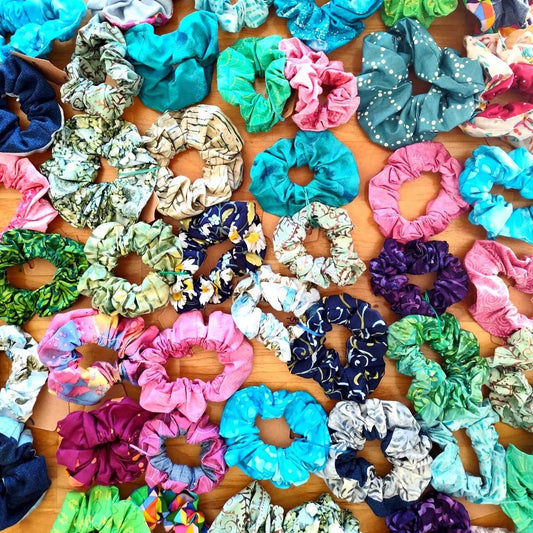 Mystery Grab Bag of 7 Cotton SCRUNCHIES – Surprise HAIR ACCESSORIES