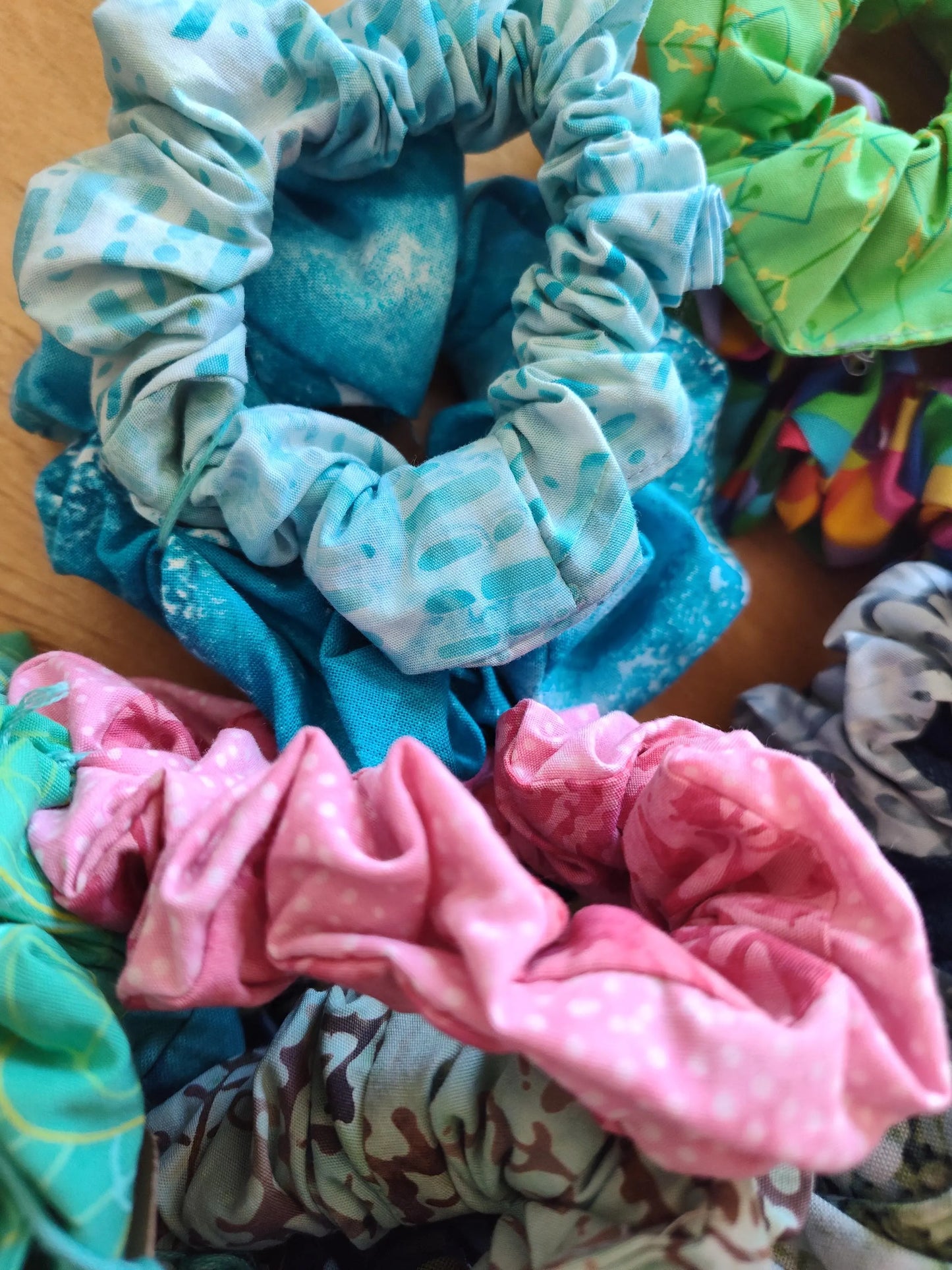 Mystery Grab Bag of 7 Cotton SCRUNCHIES – Surprise HAIR ACCESSORIES