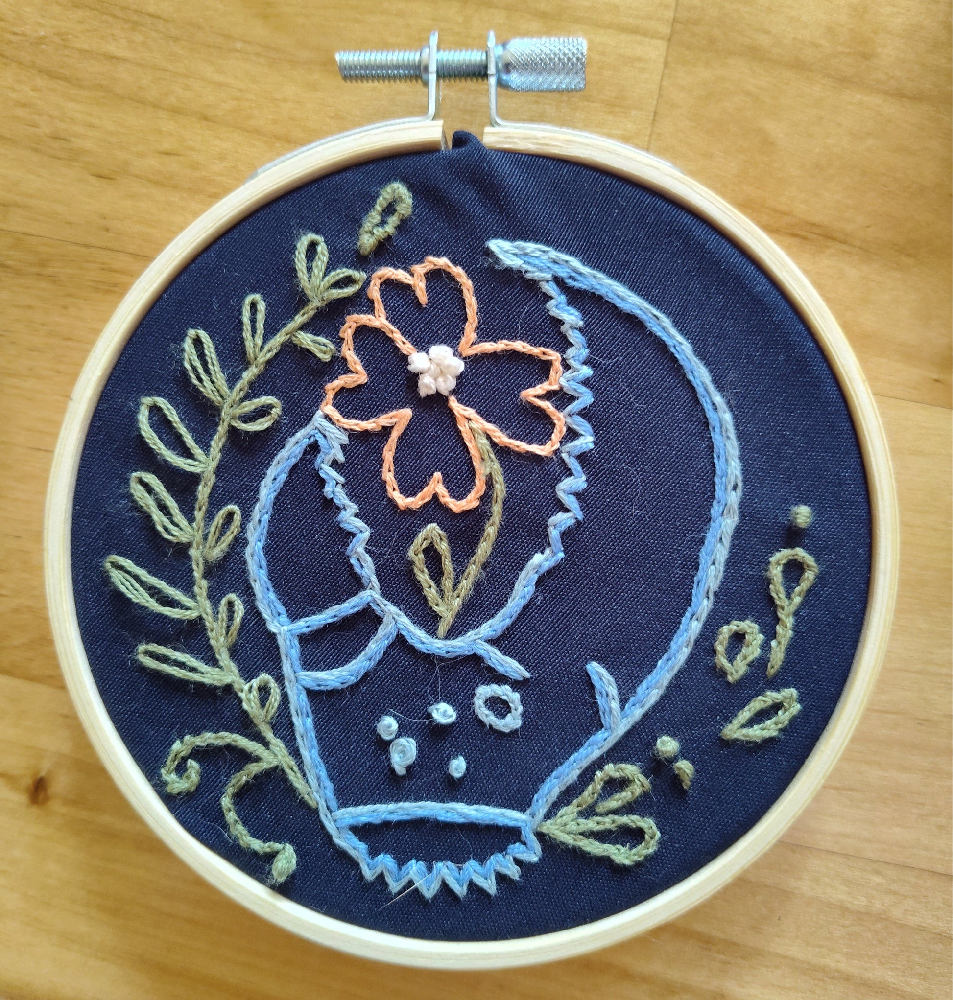 Lobster Claw and Flower Embroidery Art