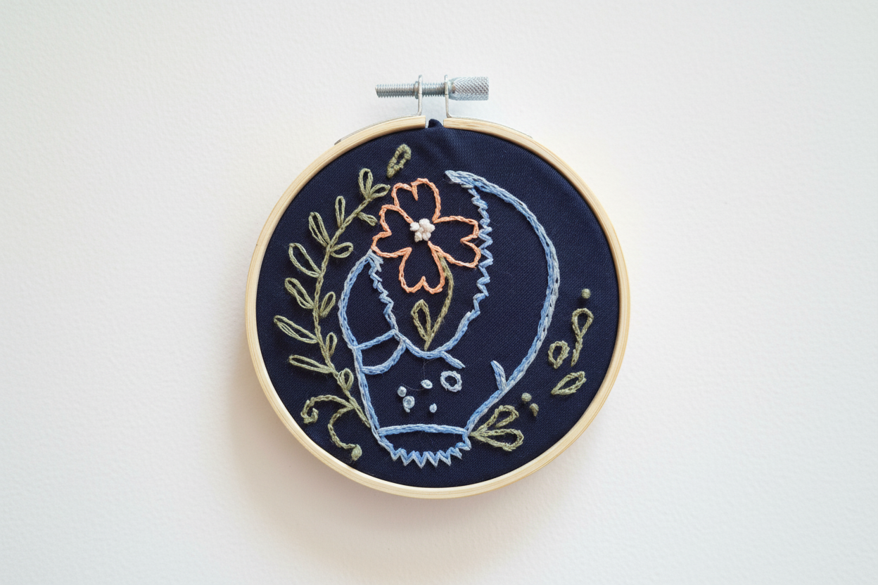 Blue Lobster Claw Embroidery Hoop Art – Nautical Wall Decor – Coastal Ocean Embroidery – Small Beach House Decor – Handmade Needle Art