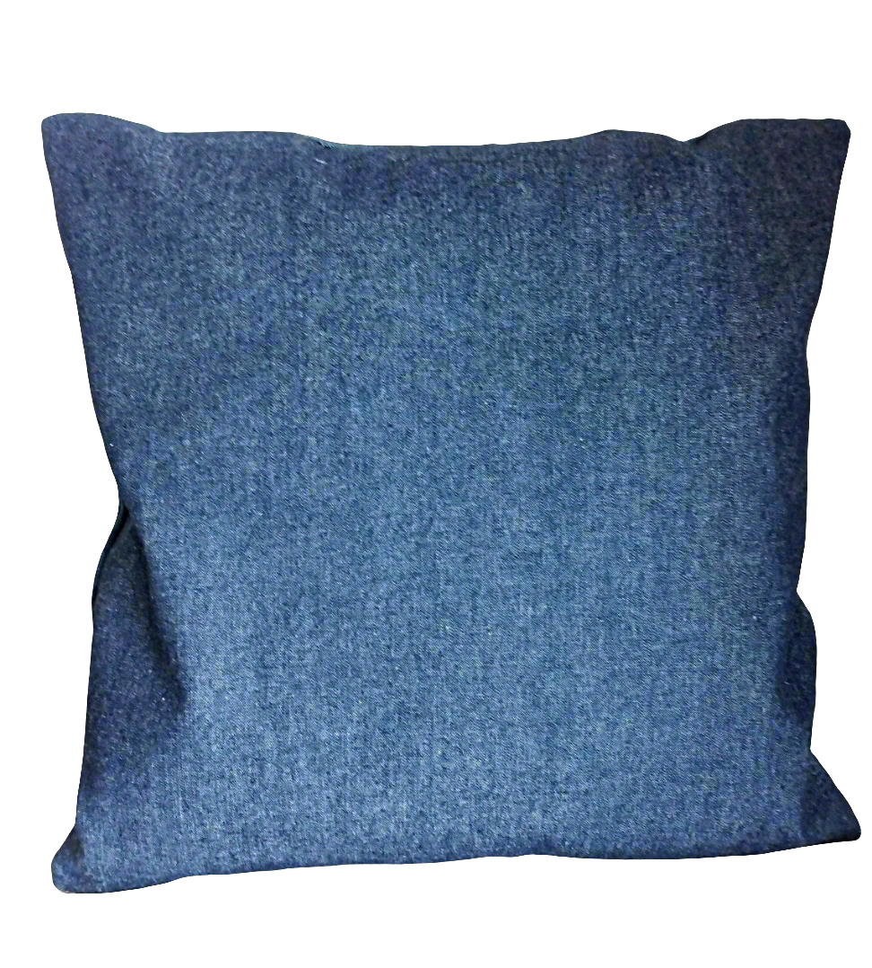 Multi-tone Blue Denim Cushion Cover - Pieced with Bloom Wildly Center Print