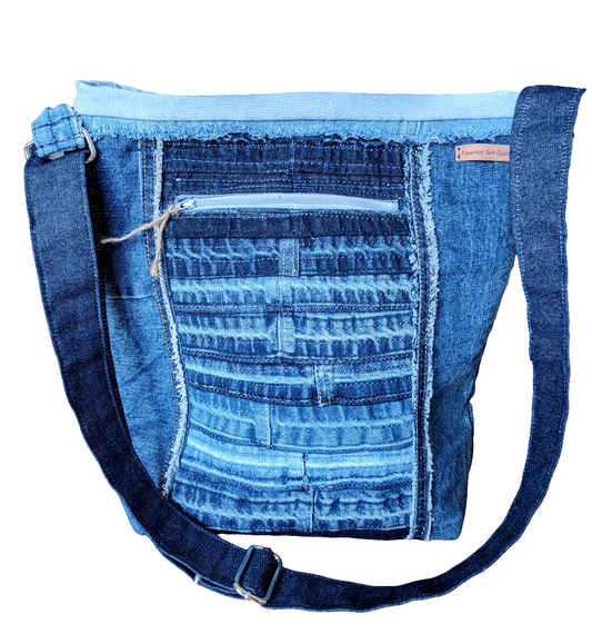 Cross-body Distressed DENIM Bucket Bag