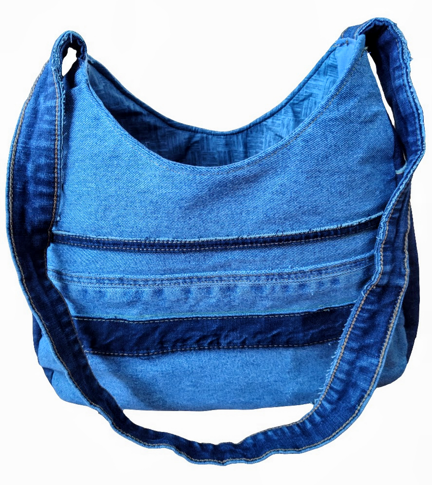 Denim on Denim Hobo-Style Bag - One of a Kind - Canadian Made