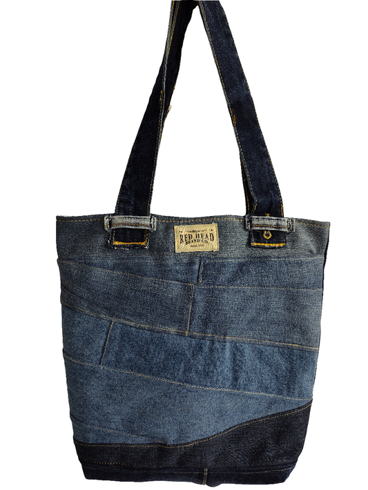 Two-tone Denim Tote + Zippered Pouch Set