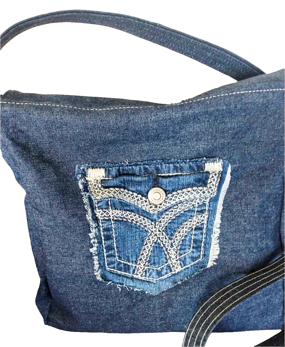 Gradient Denim Messenger Bag + Pouch