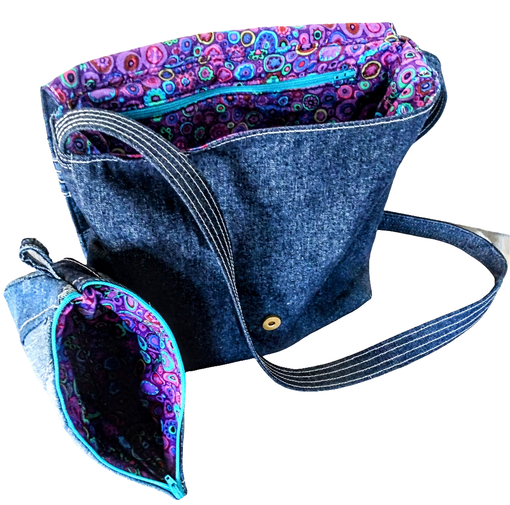 Gradient Denim Messenger Bag + Pouch