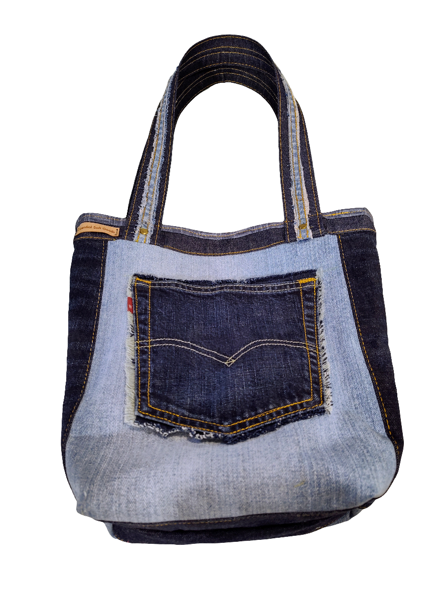 Denim Shoulder Bag - OOAK Canadian Made by Essential Soft Goods 