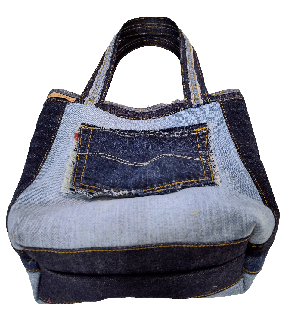 Denim Shoulder Bag - OOAK Canadian Made by Essential Soft Goods 