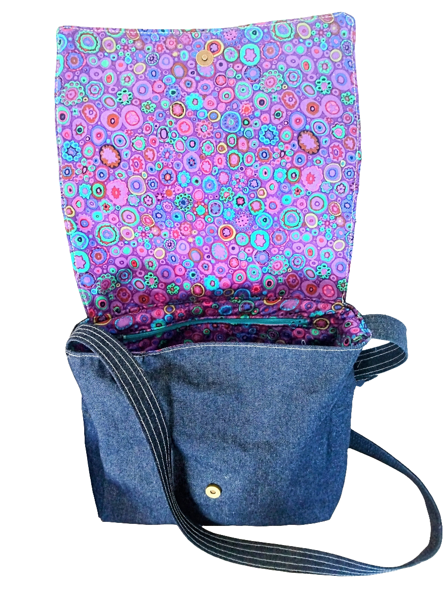 Gradient Denim Messenger Bag + Pouch