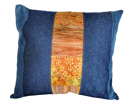 Denim Cushion Cover - Batik Sunset Insert