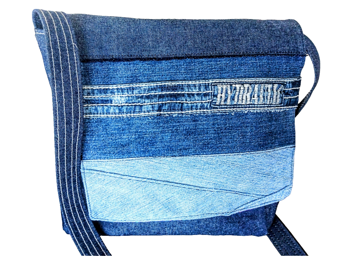 Gradient Denim Messenger Bag + Pouch