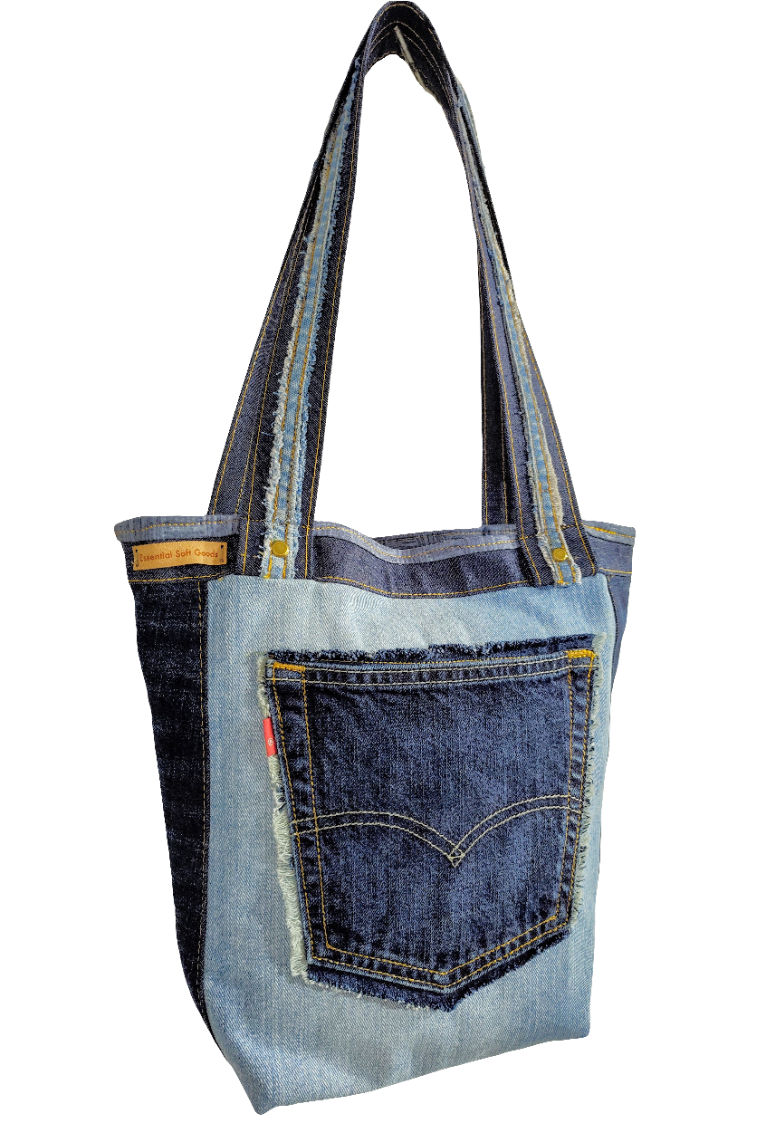 Denim Shoulder Bag - OOAK Canadian Made by Essential Soft Goods 