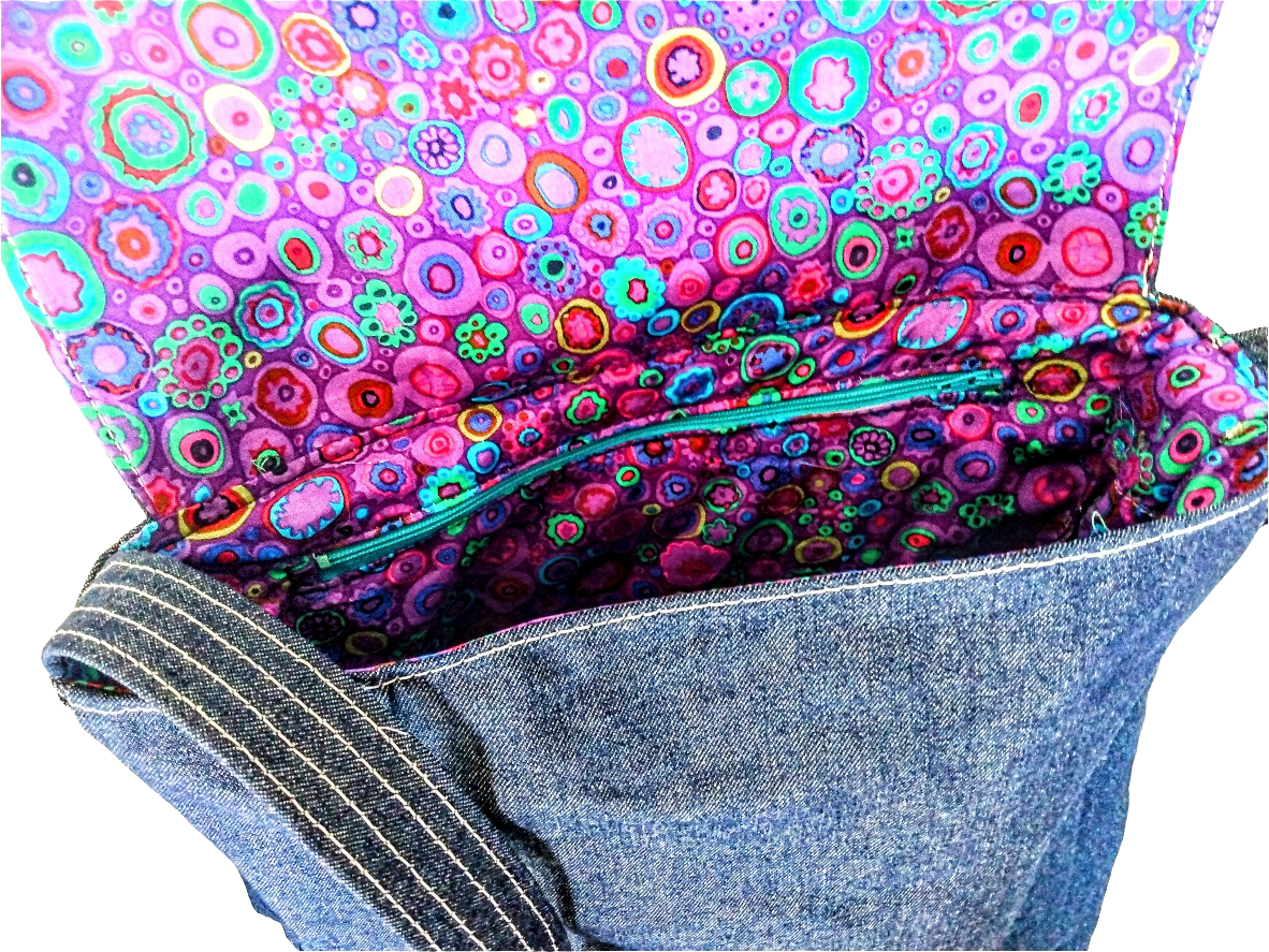 Gradient Denim Messenger Bag + Pouch