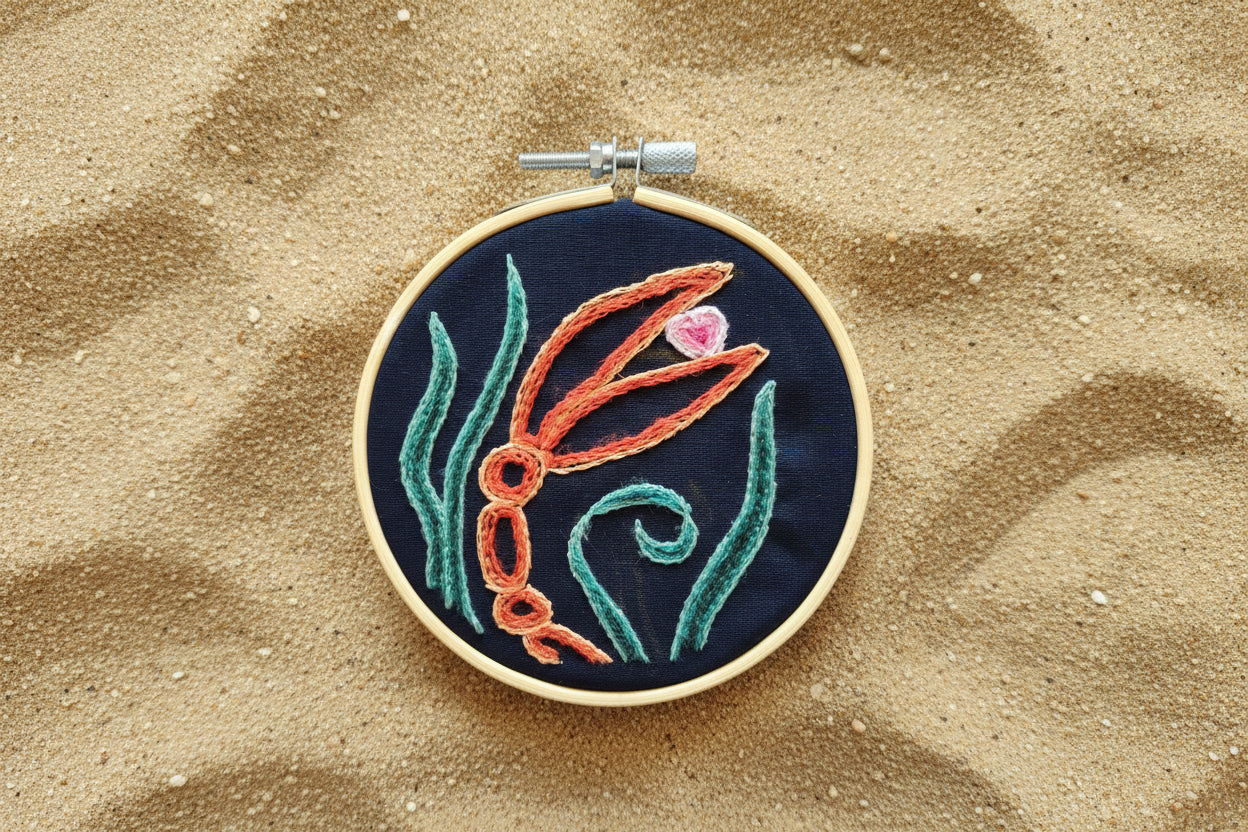 crab claw embroidery art