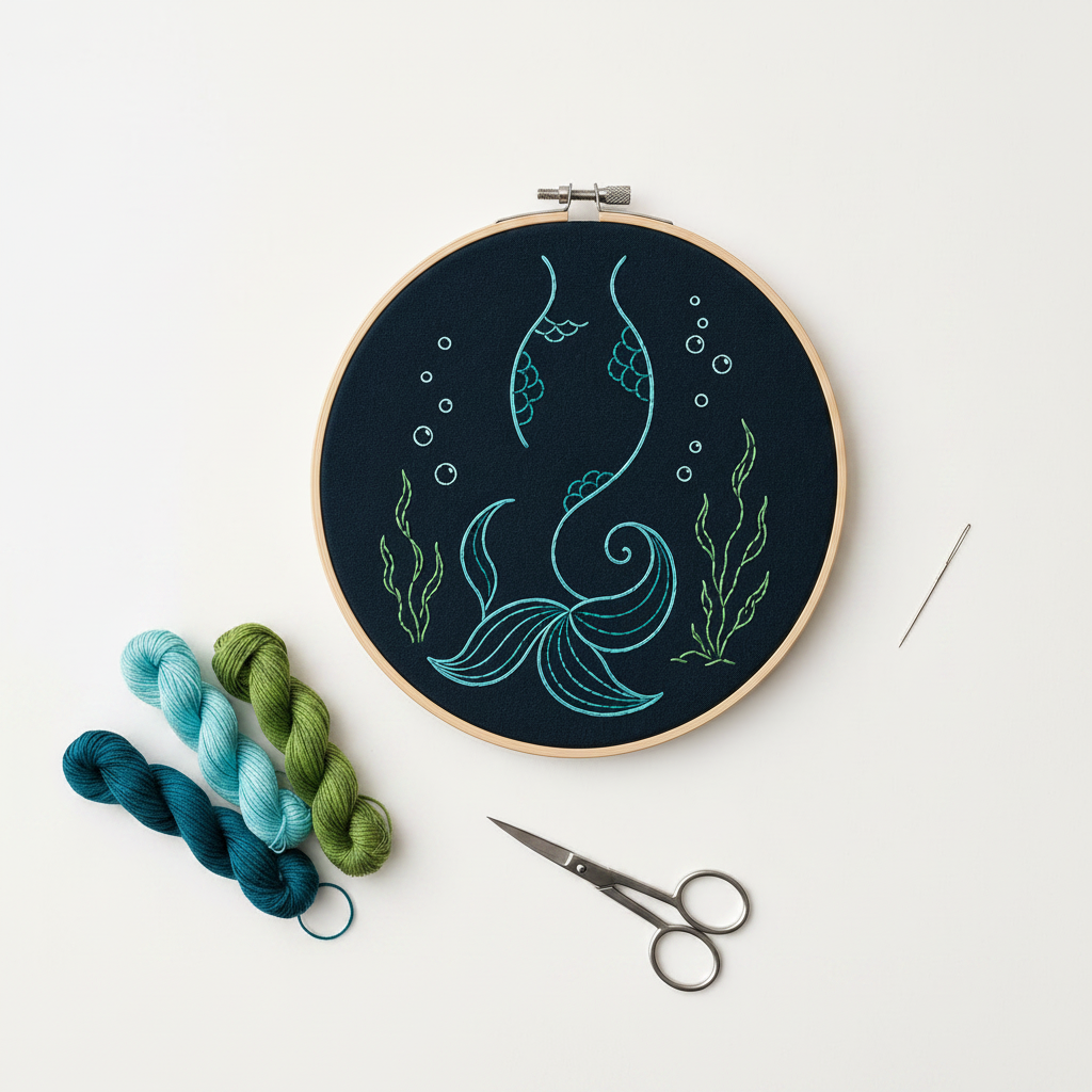 Opal the Midnight Mermaid Hand Embroidery Pattern