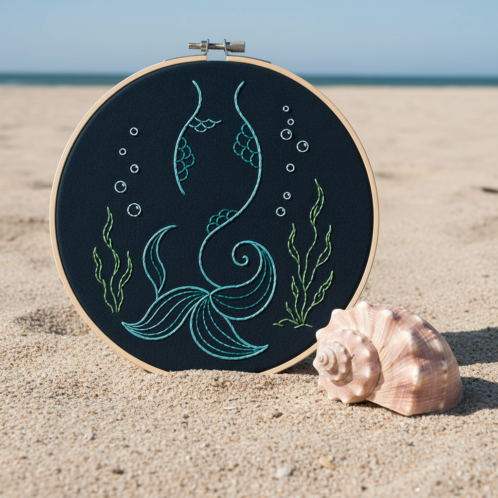 Opal the Midnight Mermaid Hand Embroidery Pattern