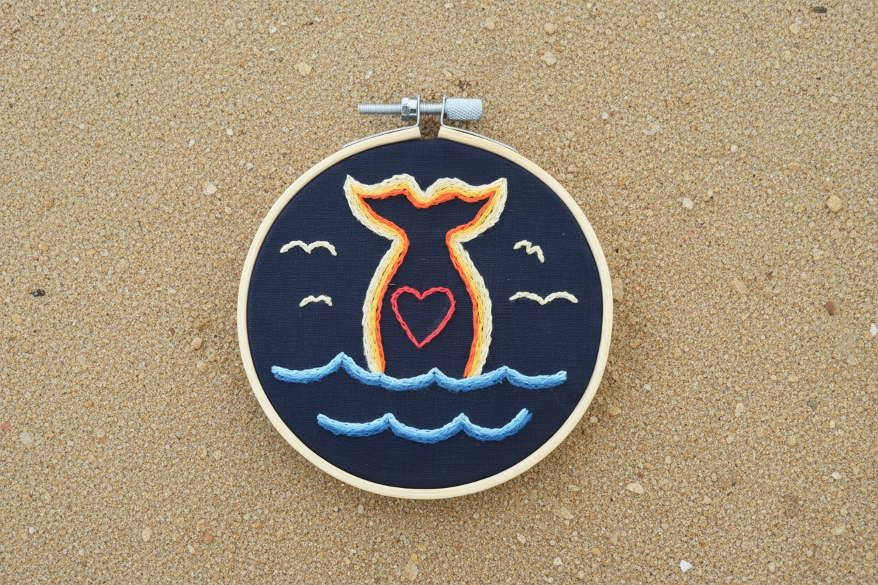 Mermaid Tail Embroidery Hoop Art – Nautical Wall Decor – Coastal Ocean Embroidery – Small Beach House Decor