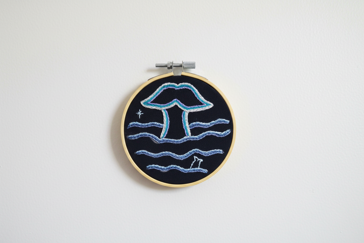 Whale Tail Embroidery Hoop Art – Nautical Wall Decor – Coastal Ocean Embroidery – Small Beach House Decor