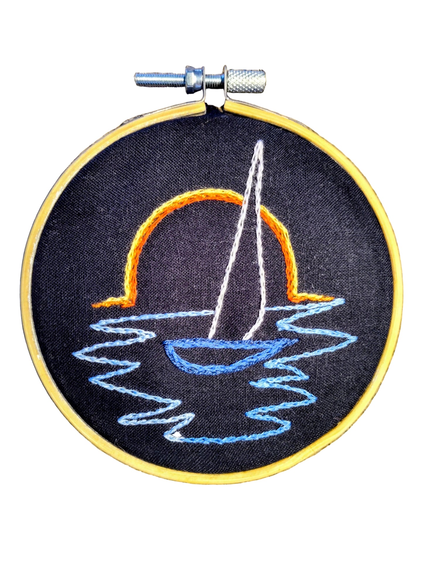 An Evening Sail Over Calm Water - Hand Embroidery Art