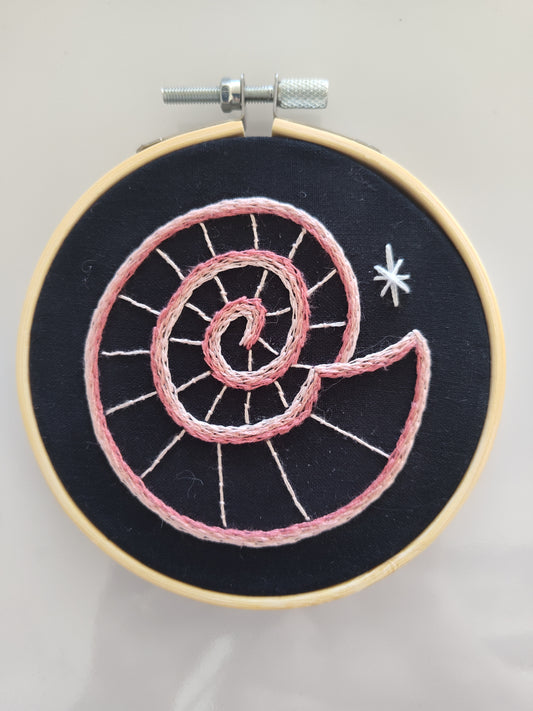 Nautilus Shell Embroidery Hoop Art – Nautical Wall Decor – Coastal Ocean Embroidery – Small Beach House Decor