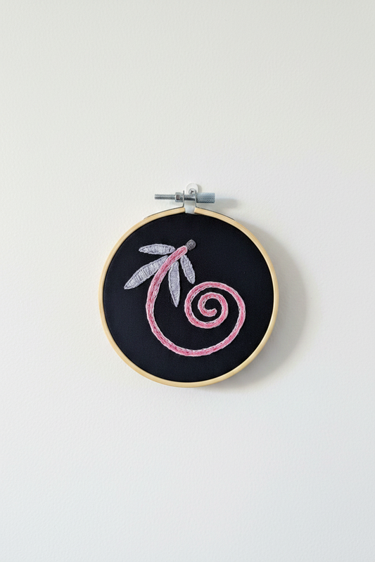 Hand Embroidered Dragonfly in Pink