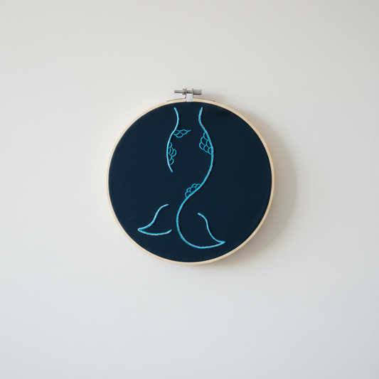Midnight Mermaid Hand Embroidery Art