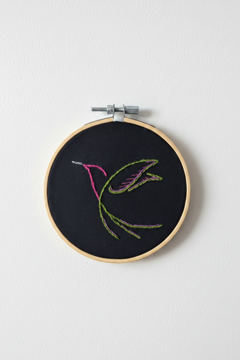Hand Embroidered Hummingbird